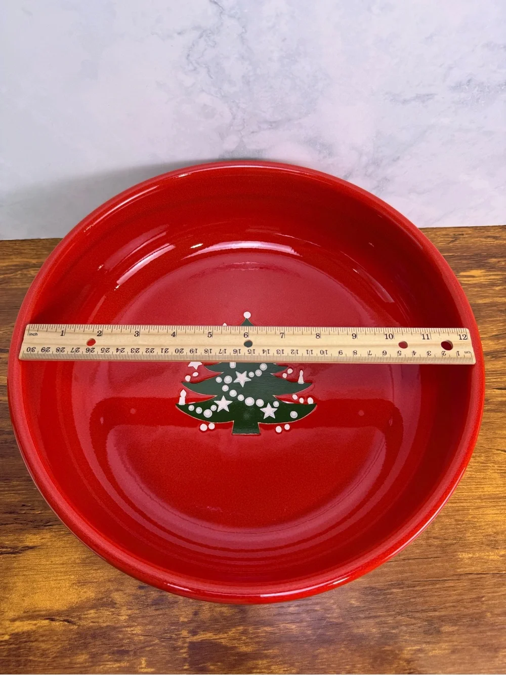 Vintage Waechtersbach West Germany 12.75” Christmas Tree Serving Bowl Red